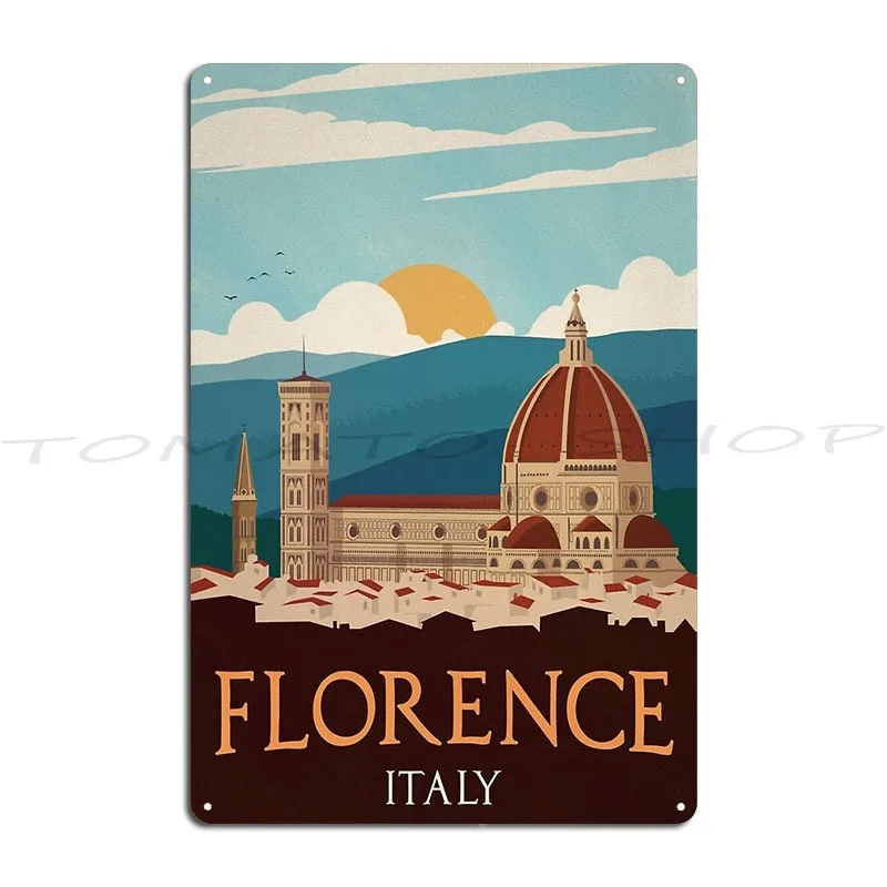 Florence Italy Retro Travel Metal Sign Plaques Kitchen Pub Retro Designing Tin Sign Poster