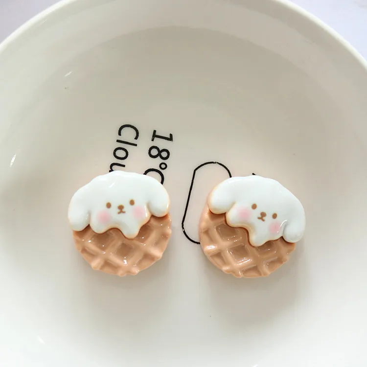 10pcs Shiny Cat Biscuits Flat Back Charms for DIY Jewellery Making