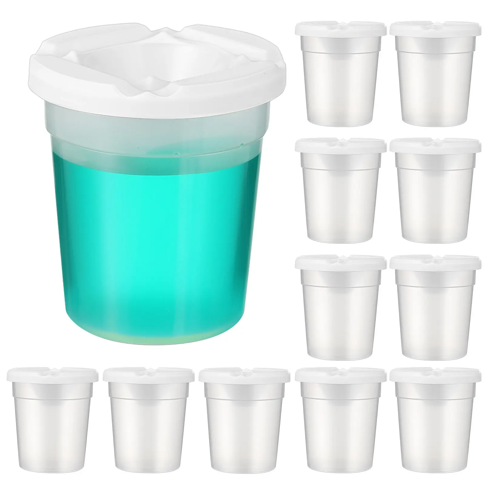 

Набор из 12 непроливающихся стаканов для краски - пластиковые стаканы для смешивания с крышками - компактное хранение краски для художников и детей, многоразовые принадлежности для творчества