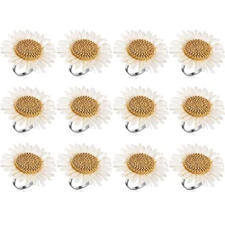 12Pcs Flower Napkin Rings, Floral Napkin Rings Sunflower Napkin Holder Daisy Serviette Buckles Holder For Table Decor