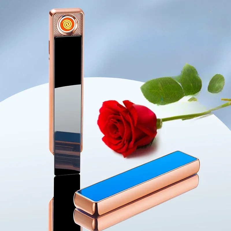 Elektronischer Mini-Zigarettenanzünder aus Wolfram, tragbare herunterziehbare Zündung, winddicht, über USB wiederaufladbar, ultradünne Feuerzeuge, Geschenk für Männer