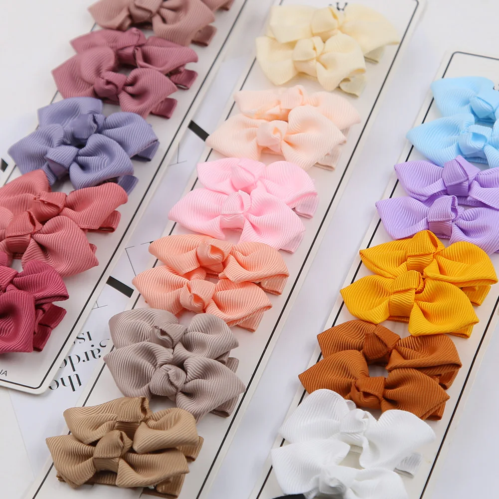 10Pcs/Lot Baby Girls Hair Bows Clips 6cm Solid Cute Ribbon BB Barrettes Colorful Cloth Covered Alligator Hairpins Kid Hairgrips