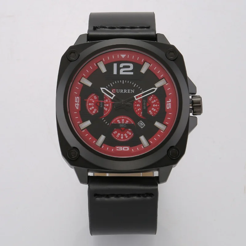 ساعة CURREN Carryan8260Men's Digital Watch Calendar للرجال مقاومة للماء من الجلد كوارتز