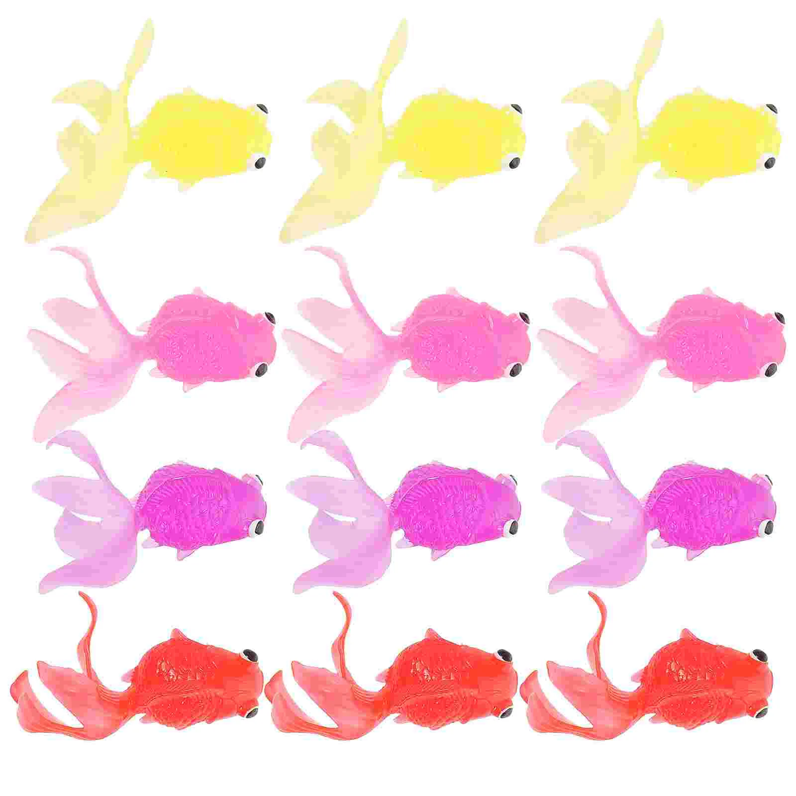 10 PC Kids Goldfish Ornament Tank Display Simulation Figure Soft Rubber Translucent