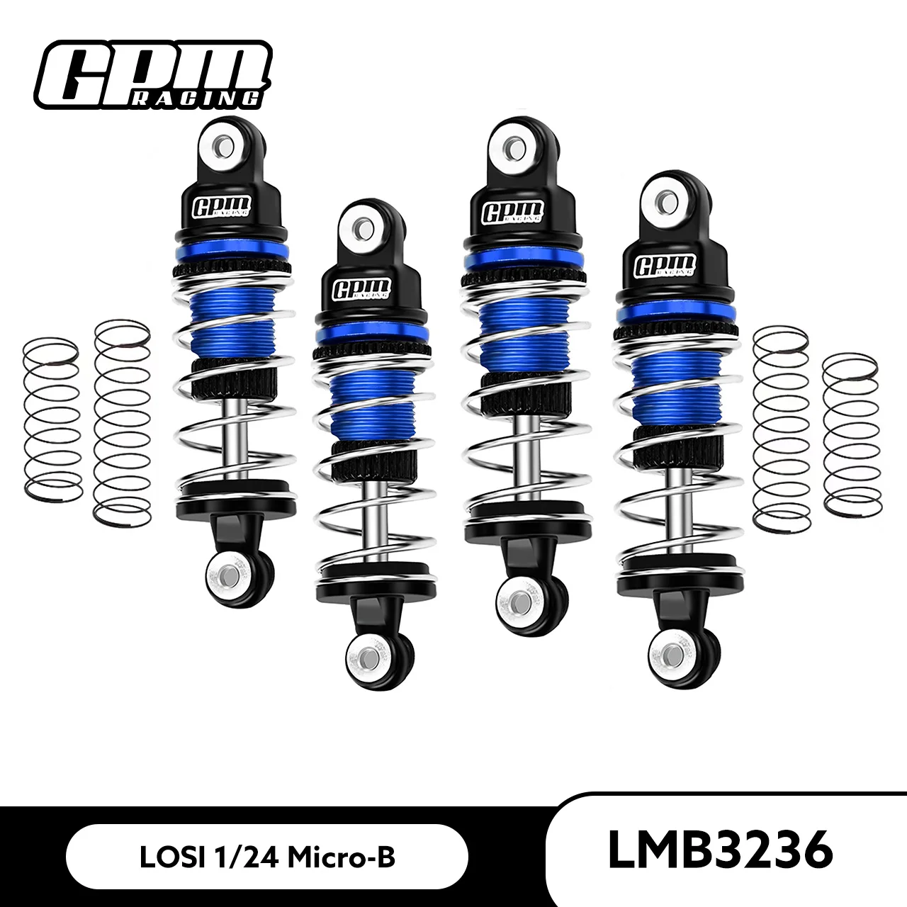 GPM Alloy 6061 Front (32mm) & Rear (36mm) Shock Set For LOSI 1/24 Micro-B 2WD