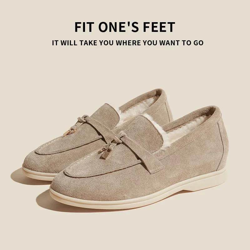 LP فو جلد الغزال الانزلاق على الشقق أحذية نسائية كاجوال مريحة خفيفة الوزن جولة تو كعب مسطح نعل تنفس #2