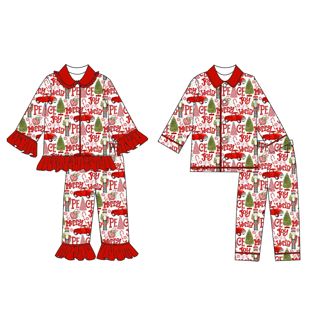 High Quality Kids Christmas Pajamas Set Long Sleeve Sleepwear Outfit for Boys And Girls Merry Christmas Clothing