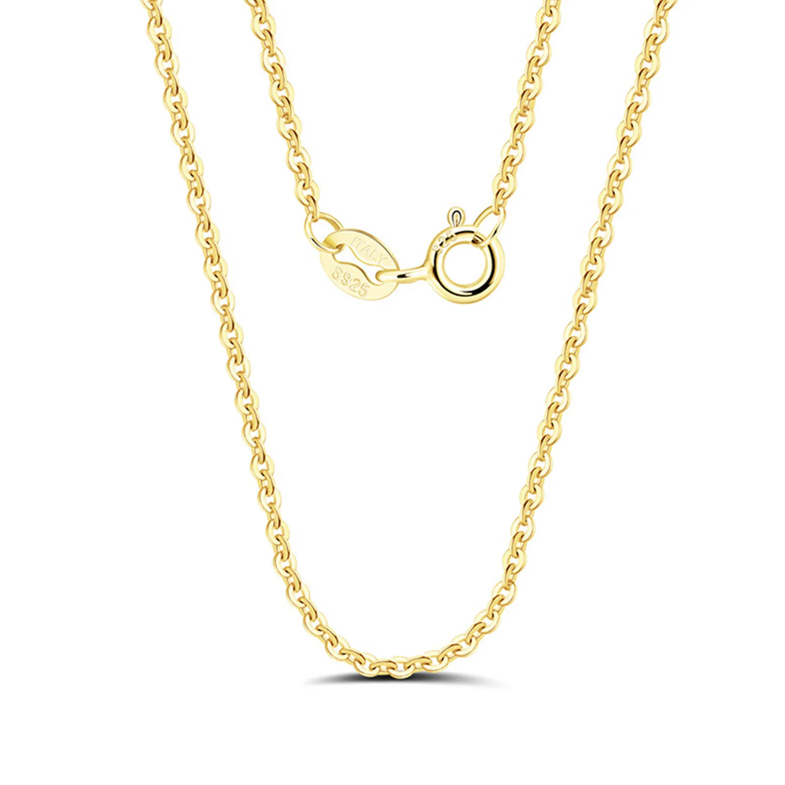 

14K Gold Genuine 925 Sterling Silver 1.0mm Cable Chain Necklace with Handmade Elegant Chain for Women Jewelry SC06