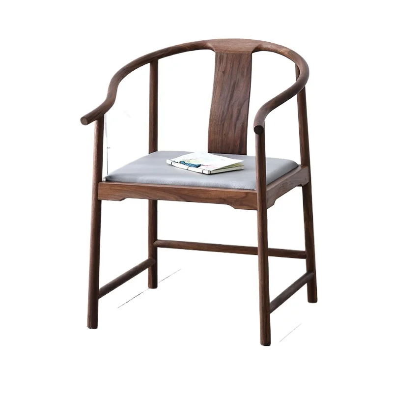 

New Chinese black walnut mahogany pure solid wood armchair Taishi chair master chair three-piece set