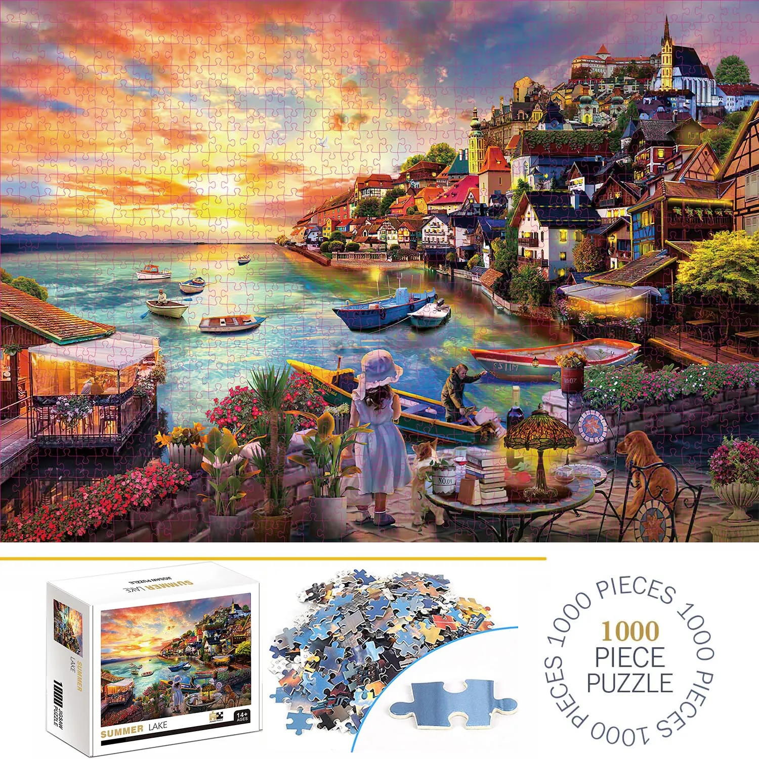 1000 sztuk letnie jezioro puzzle dla dorosłych wystrój domu gry rodzina zabawa puzzle podłogowe zabawki edukacyjne dla dzieci