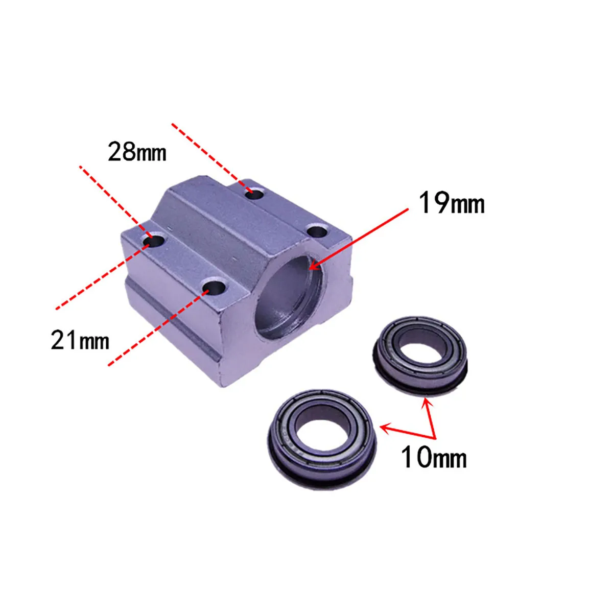 

1Pc Slider Box Bearing Seat&2Pcs 10mm Flange Bearings Table Saw Spindle Block Drill Spindle Slide Box Table Drill Bearing Seat