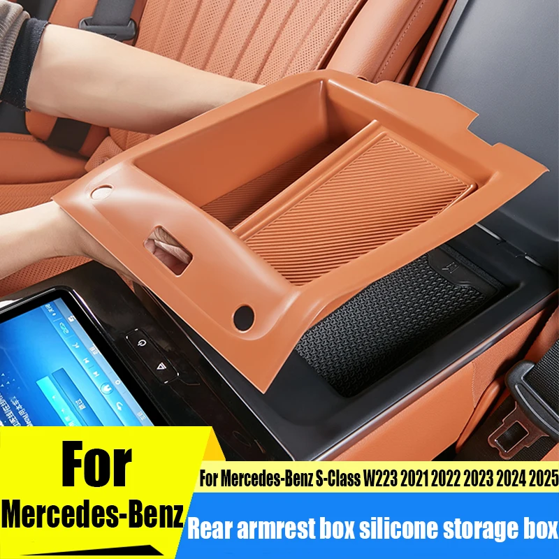 

Rear armrest box silicone storage box pad automotive interior modification parts For Mercedes-Benz S-Class W223 2021-2025