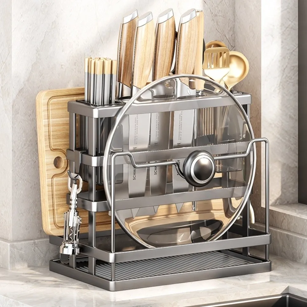 

Прочная многофункциональная кухонная полка для хранения, быстросохнущая компактная стойка для палочек для еды, устойчивая подставка для крышки кастрюли, кухонное использование