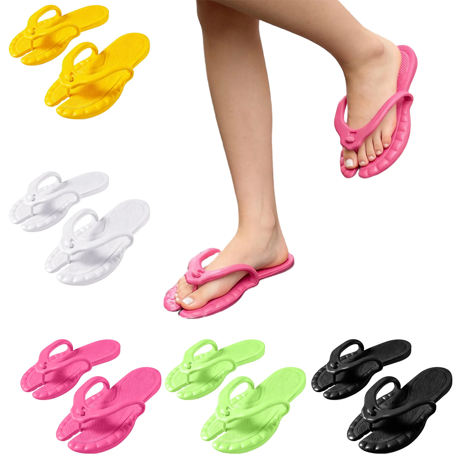 Portable Flip‑Flops Non‑Slip Lightweight Travel Slippers Folding Quick‑Dry Beach Sandals for Outdoor Swimming Camping Trip