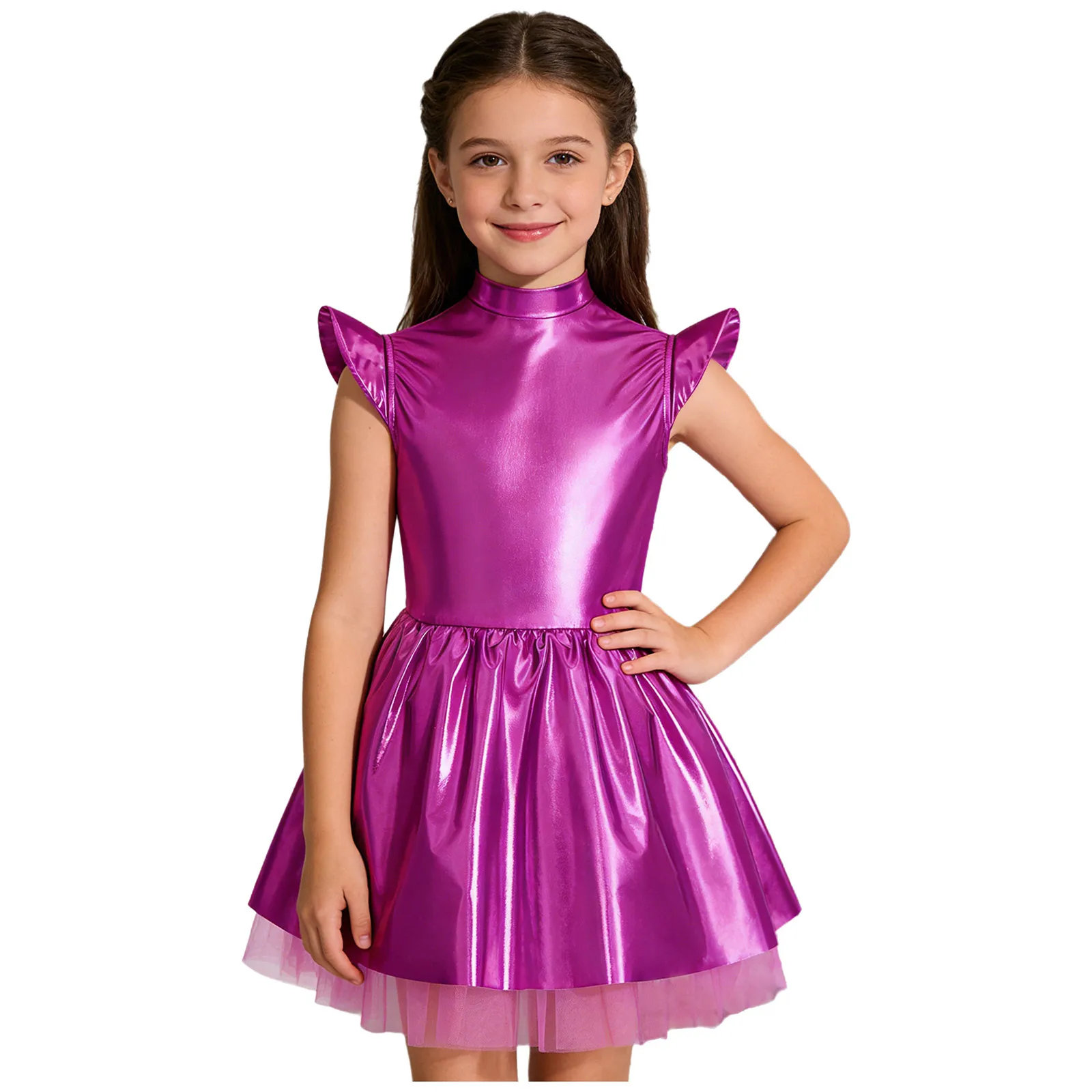 

Глянцевые костюмы космического инопланетянина для девочек, детское танцевальное платье, одежда для выступлений на сцене, нарядное платье для ролевых игр космонавта