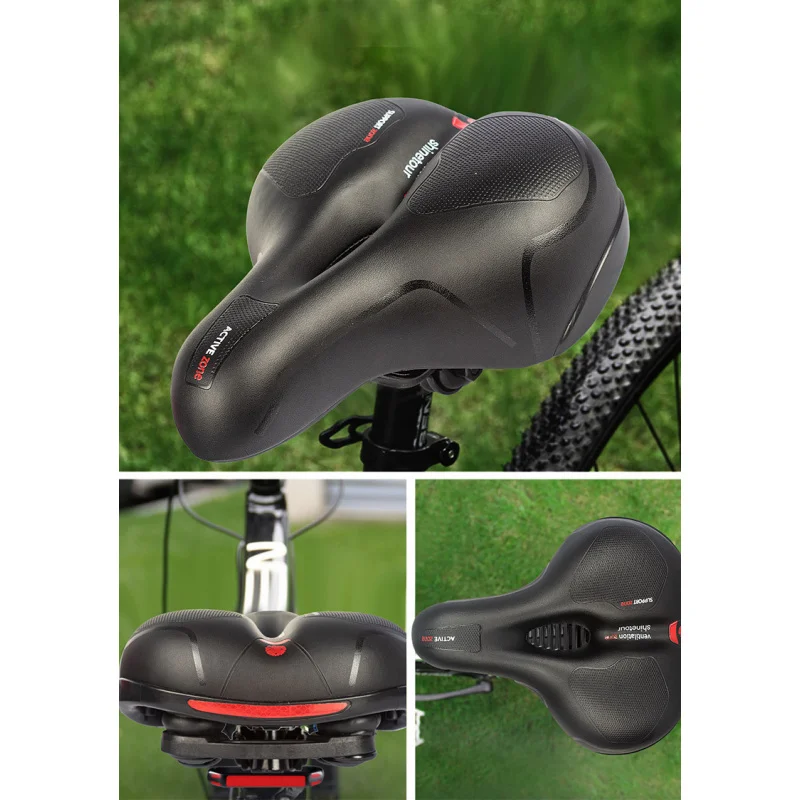 

Bicycle saddle/mountain bike seat with hollowed-out design for a comfortable, shock-absorbing, breathable, and universal fit.