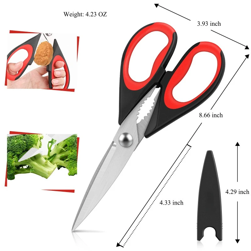 Kitchen Scissors All Purpose Heavy Duty Meat Poultry Shears, Dishwasher Food Cooking Scissors Stainless Steel Utility Scissors