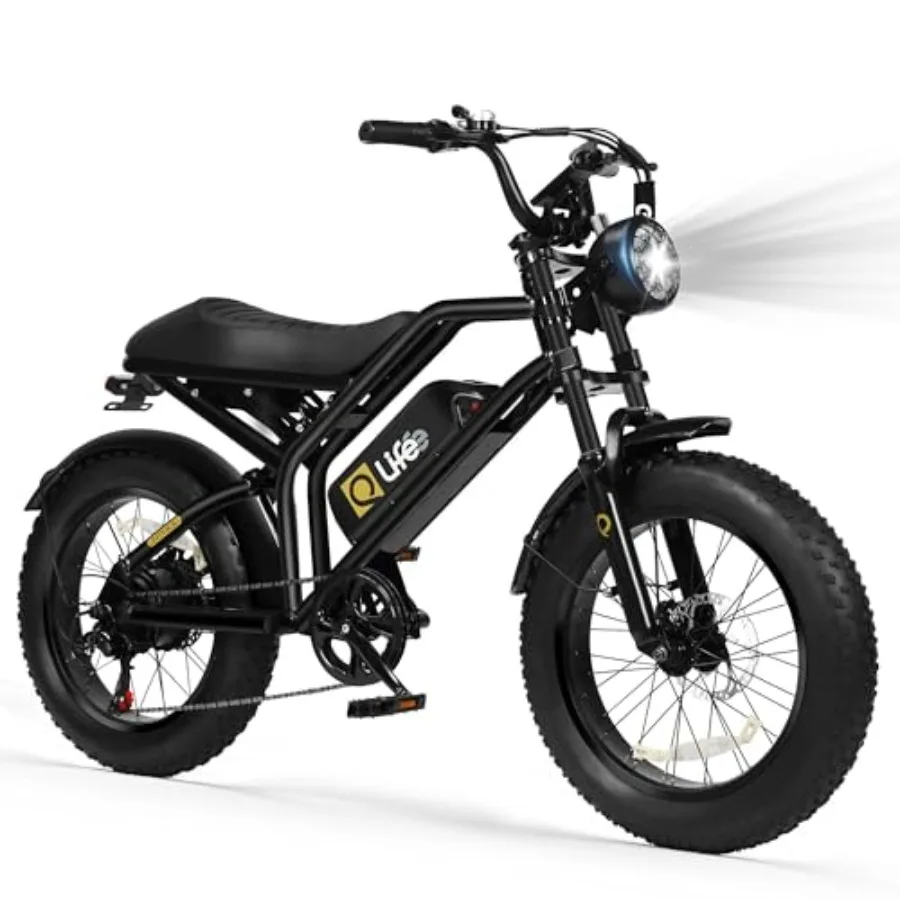 

Electric bike for off-road use, aluminum alloy frame, black, 1500W peak motor with 28MPH speed unlockable to 35MPH,20 fat tires