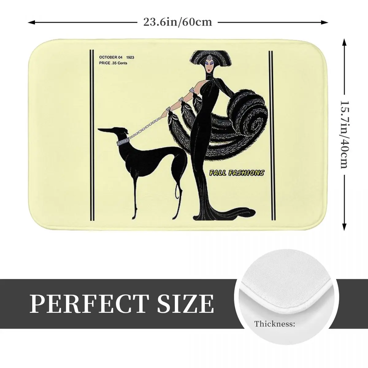 Greyhound Whippet Sighthound Dog Harpers Bazaar 1923 Magazine Non-slip Doormat Floor Mat Carpet Rug for Kitchen Home Footpad Mat