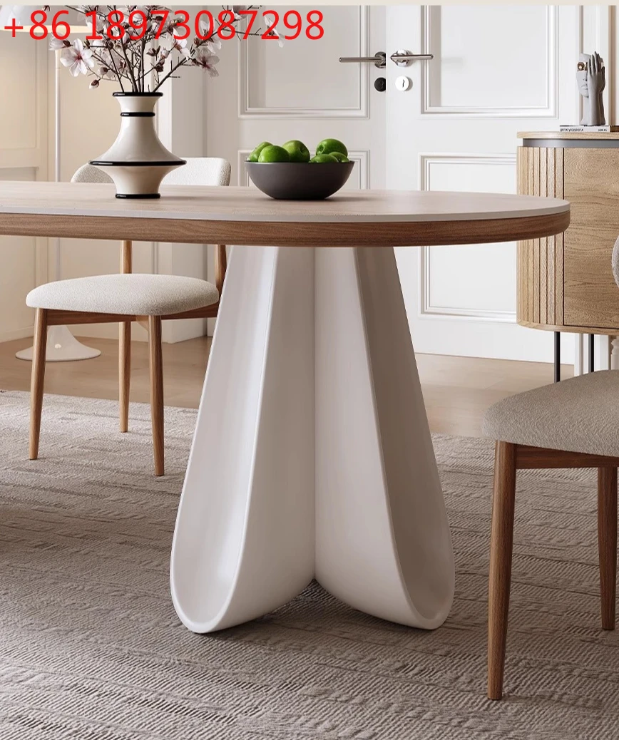 

Французский кремовый ветер, овальный обеденный стол из шифера, бытовой стол премиум-класса с лепестками