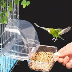 Bird Cage Feeder Transparent Durable Plastic Parrot Feeding Box Large Capacity Food Trough Splash-Proof Pet Container