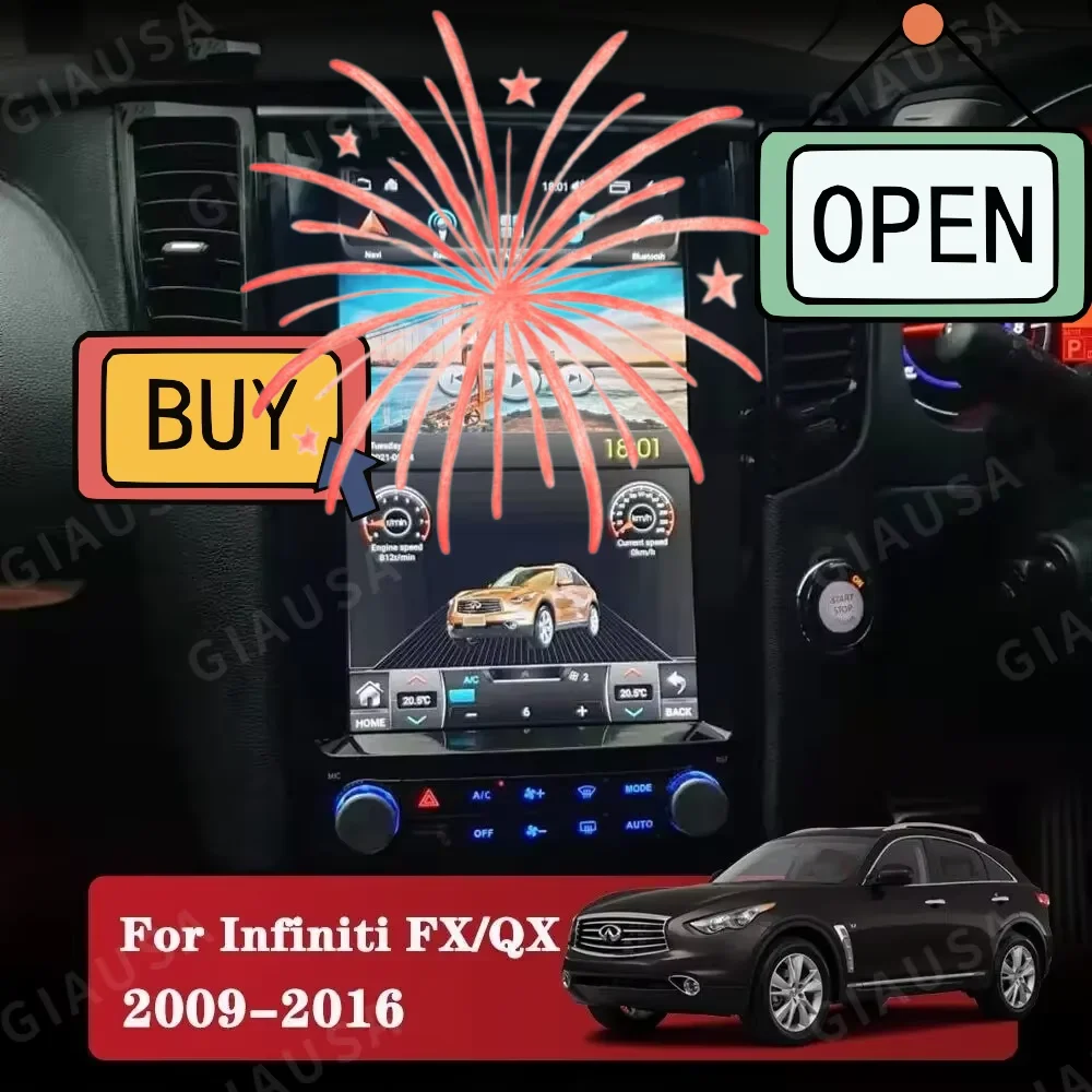 

12,1-дюймовый для Infiniti FX FX25 FX35 FX37 Qx70 2009-2016 Carplay Android 11, автомобильный радиоприемник, мультимедийный плеер, GPS Navi, carplay HeadUnit