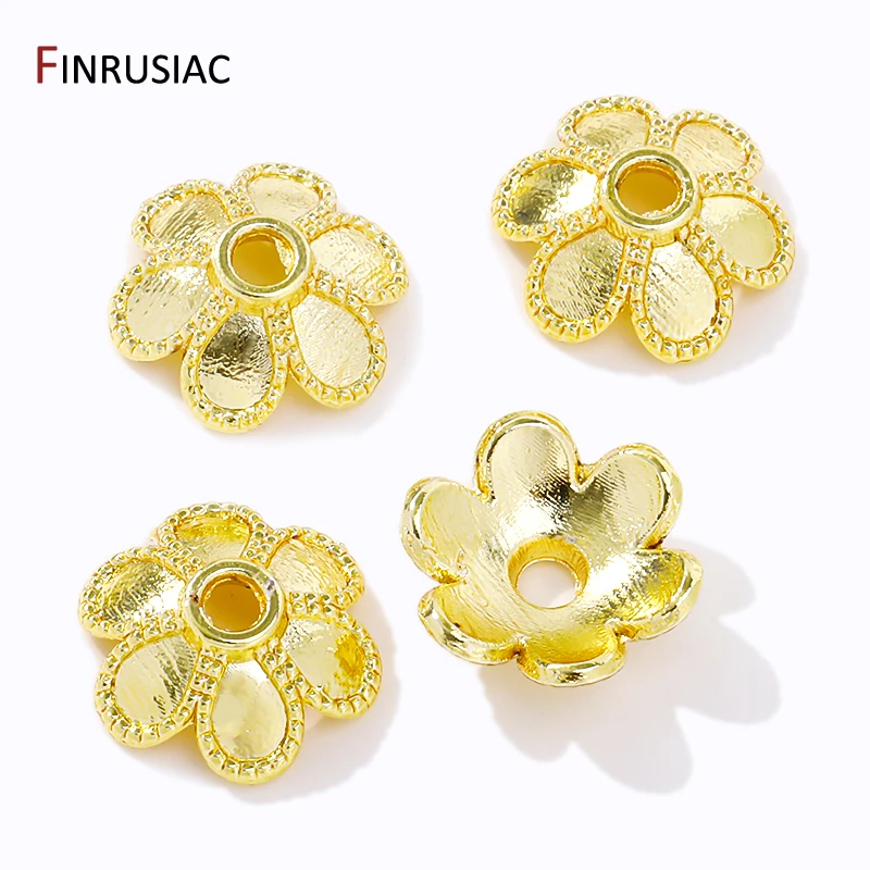 14K/18K Gold Plated Brass Bead Caps Hollow Flower Bead End Caps For DIY Beading Jewelry Making Supplies Findings Wholesale