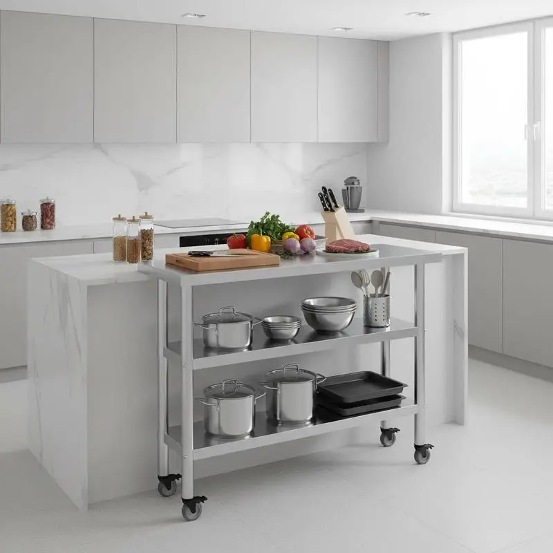 Mesa de trabajo de cocina con estante 110x30x120 cm de acero inoxidable