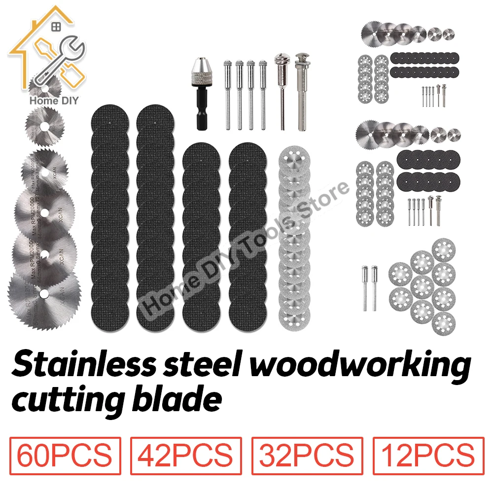 60Pcs Circular Saw Blade Small Set Sanding Grind Wheel for Micro Woodworking Metal Cut Disc Accessories Metal Electric Slicing