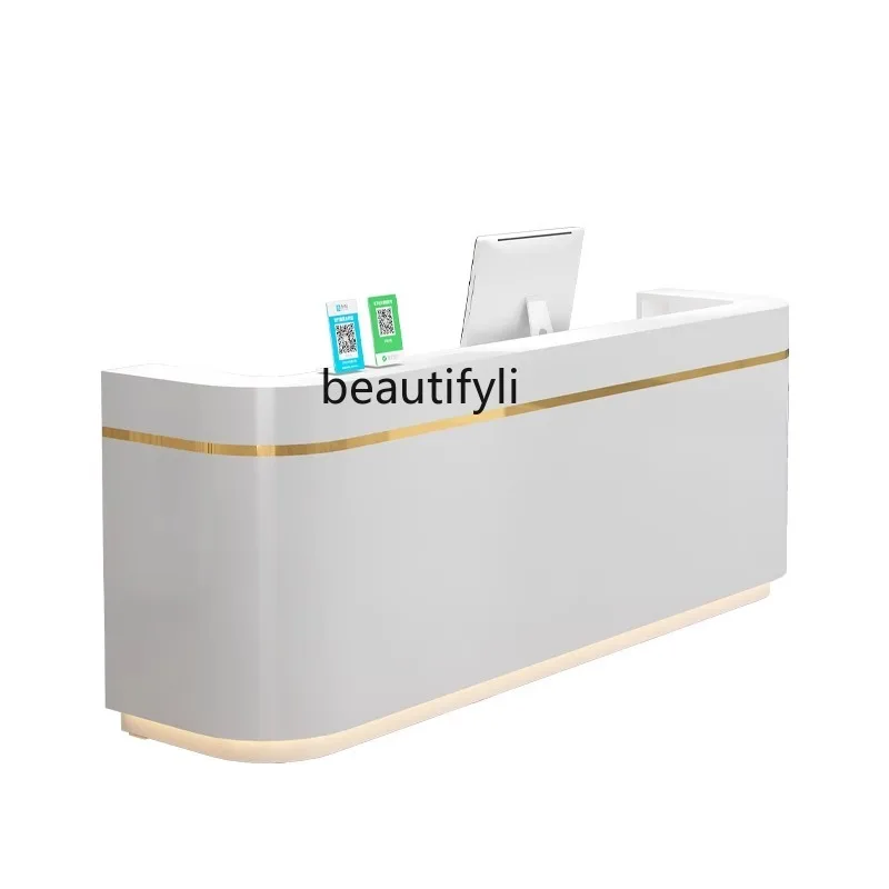 Light luxury clothing store imitation marble bar beauty salon curved checkout page Company front desk checkout page