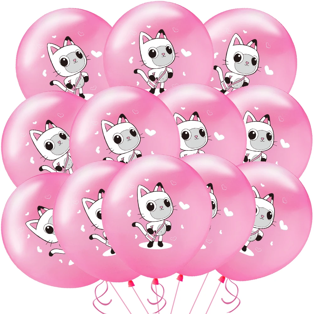 Gabby Doll House Cat Birthday Digital Balloon Set Children's Birthday Party Decoration Latex Aluminum Film Balloon Girl Gabby