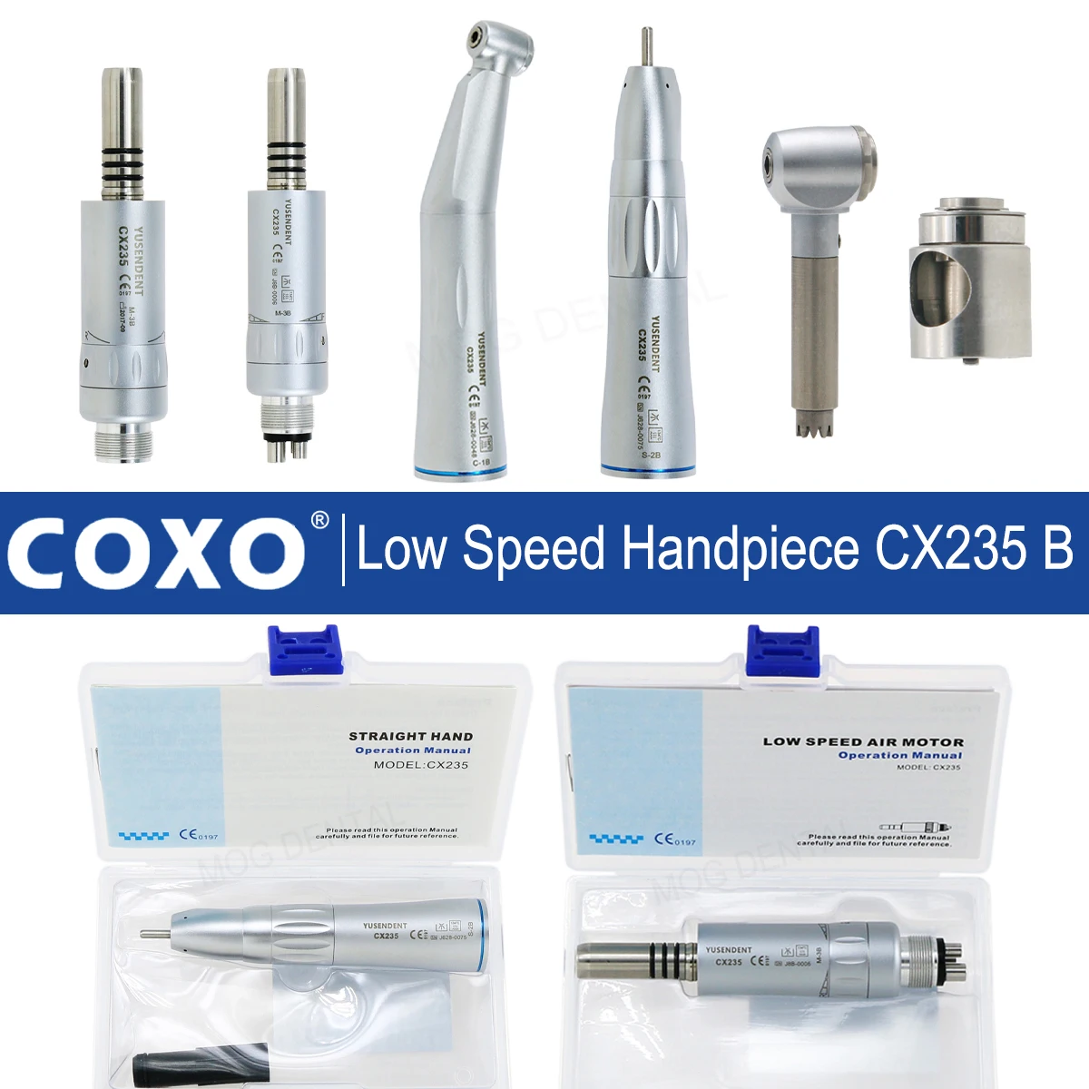 

COXO Dental Low Speed Handpiece Straight Contra Angle Handpiece Air Motor Internal Water Spray 2/4 Holes Fit NSK