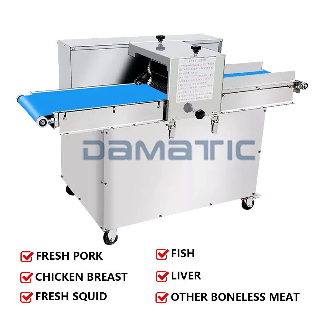 500 KG per hour industrial fresh meat chicken fish fillet squid ring herring slicer cutting machine