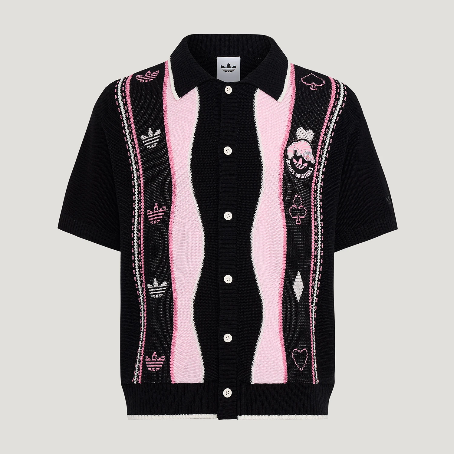 Adidas genuine clover knitted cardigan new black and pink outer shirt KY8309