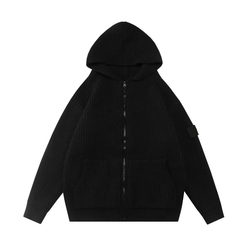 Casual Knitted Zipper Hoodie Long Sve Sweater ex Thiened Woolen Outerwear for Daily Wear And Gatherings