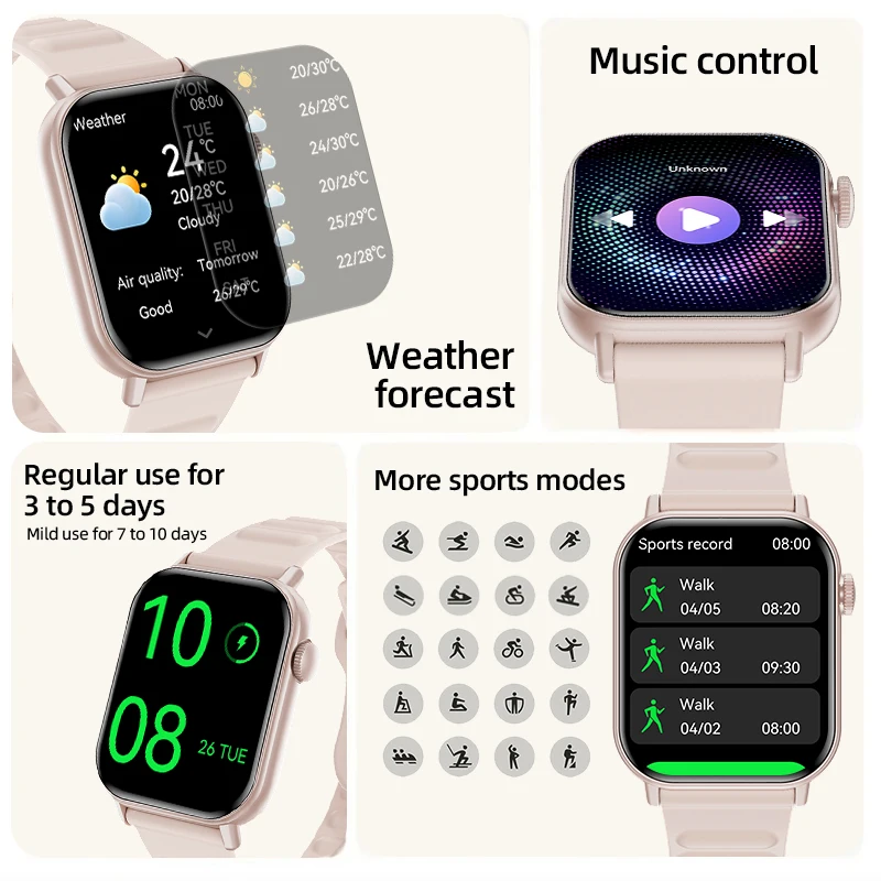 LIGE Fashion 1.83” HD Full Touch Screen Smart Watch Women Voice Assistant Bluetooth Call Men's Watches Health Monitor Smartwatch