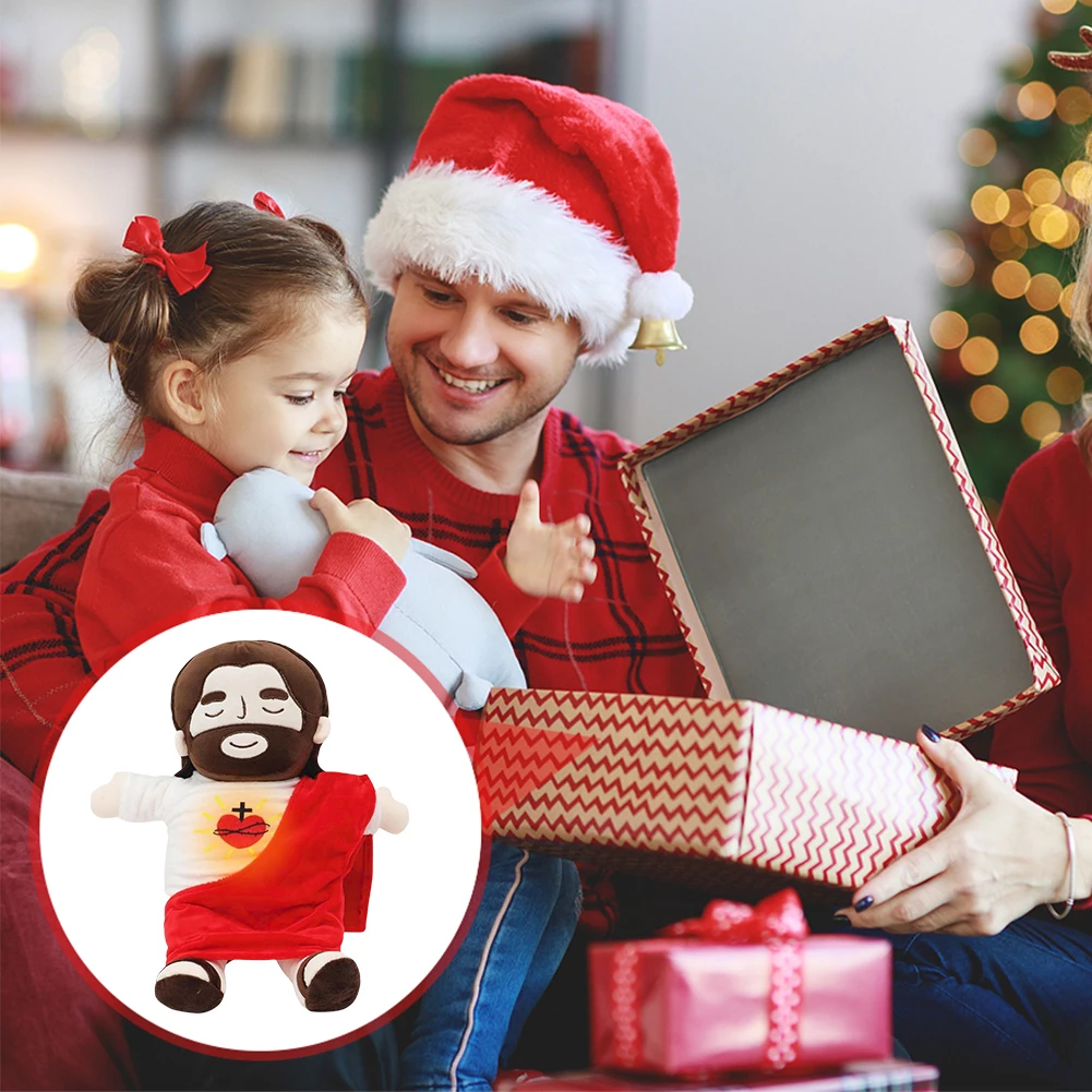 Jesús de peluche bebé calmante juguete de respiración muñeca de Jesús juguete de peluche ajuste de cuatro engranajes niños música compañero de sueño juguete niños Navidad G