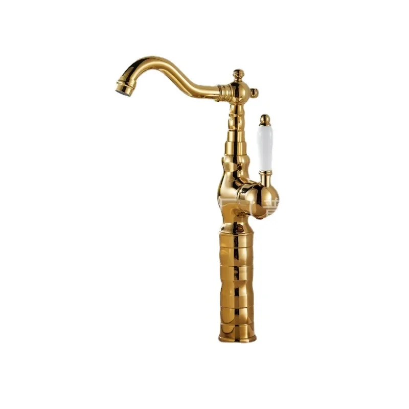 

Top basin bathroom high washbasin faucet, high value French retro rotatable hot and cold water mixing head