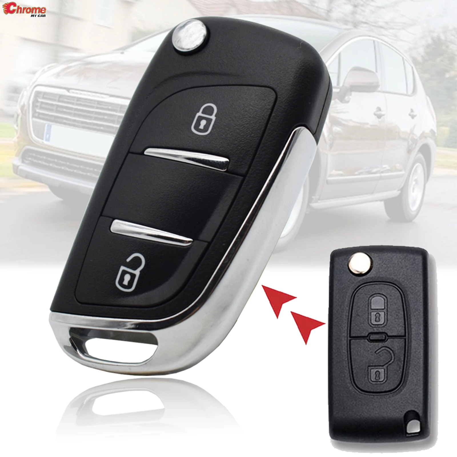 

For Peugeot 207 307 308 407 3008 5008 807 Citroen C2 C3 Picasso C4 3 Button Folding Remote Smart Flip Key Fob Case Cover Shell