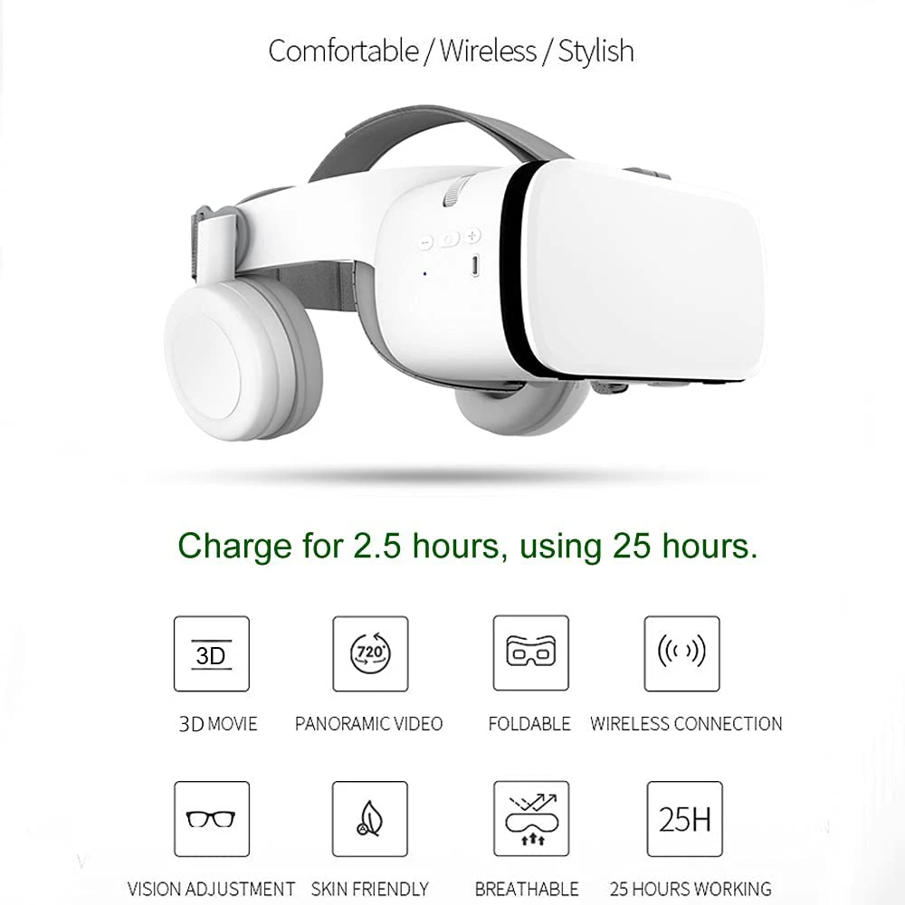 BOBOVR Z6 업그레이드 3D 안경 VR 헤드셋, 구글 카드보드 가상 현실 안경, 스마트폰용 무선 VR 헬멧