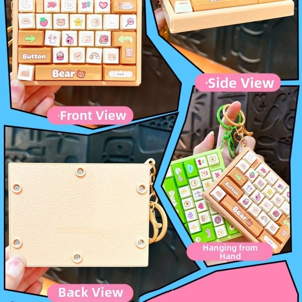 Cartoon 26 Keys Keyboard Keychain Animals Pressable Keys Keyboard Clicker Keychain Mini Creative Sensory Clicker Backpack Decor