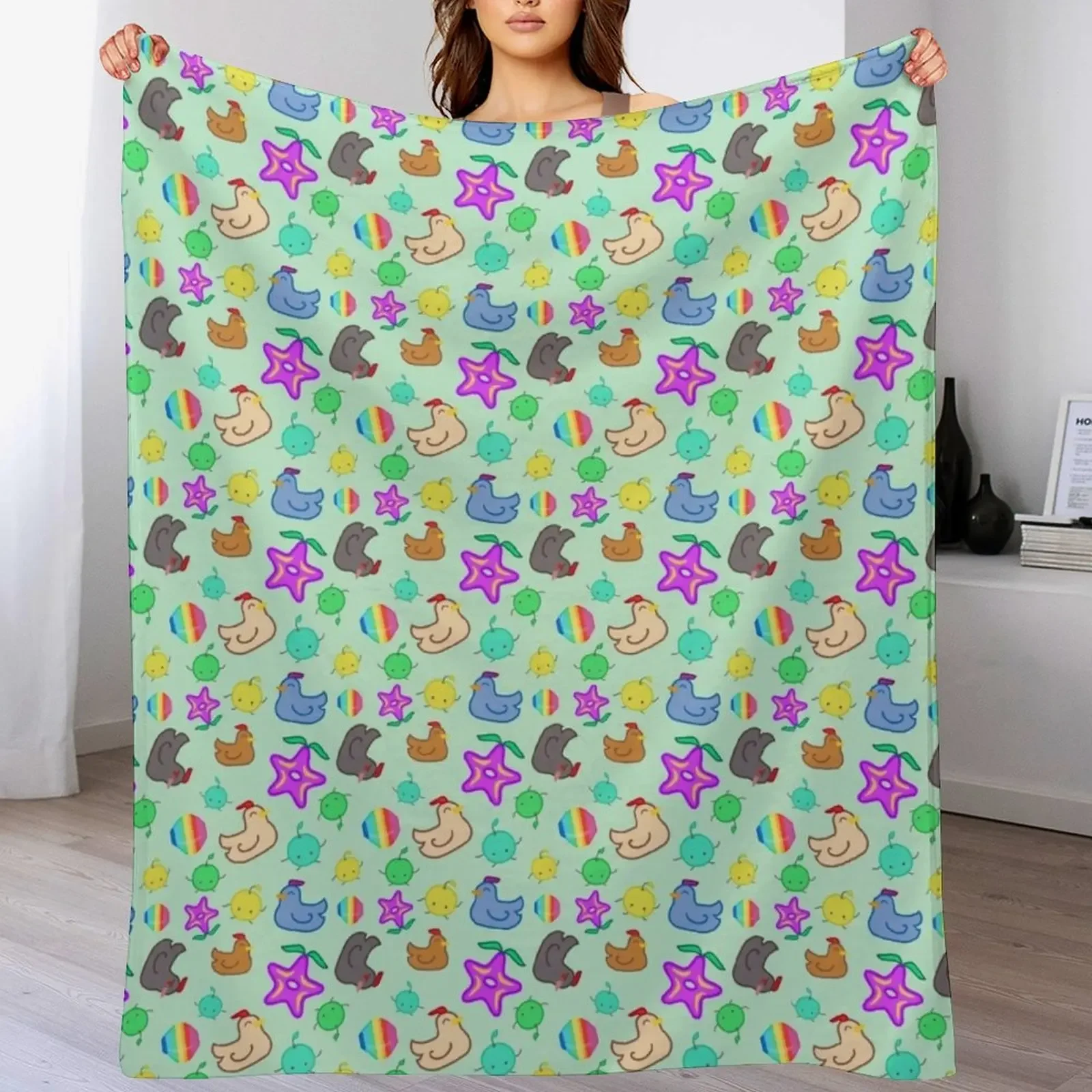 Stardew Valley Happy Time Jumble Throw Blanket Color Fast Cozy Throw Blanket