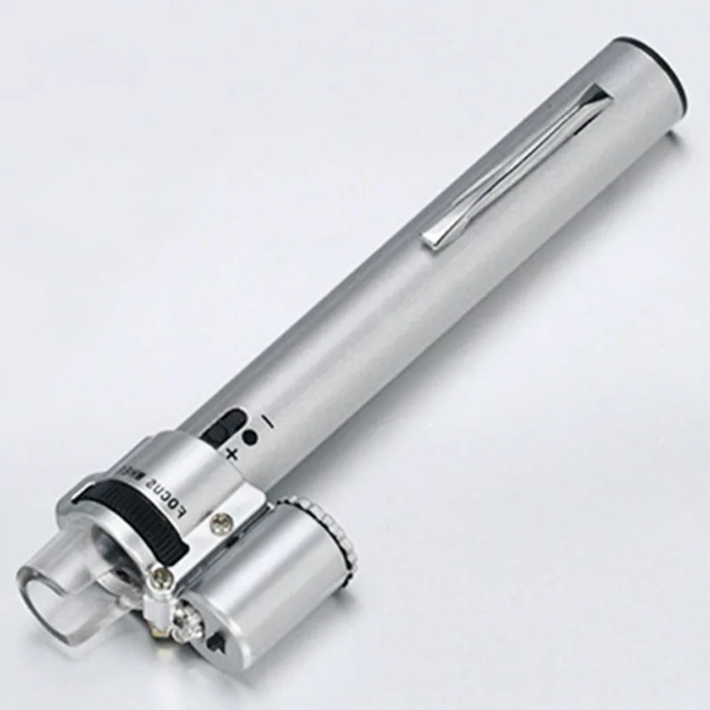 Handheld 50X 100X Pen Type Pocket Microscope High Magnification Mini Magnifying Glass With LED Light For Jewelry Identification