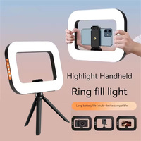 Handheld LED Ring Light USB Rechargeable Adjustable Brightness LED Lightsfor Phone Photography Live Streaming Makeup Fill Lamp