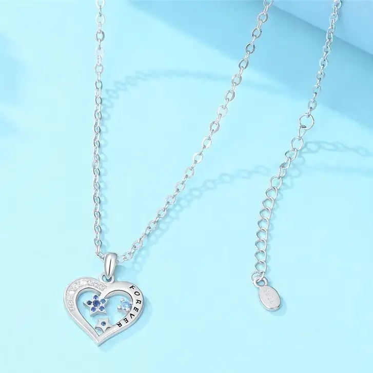 

925 Sterling Silver Simple Heart Necklace Sparkling CZ Zircon High Quality For Women Fine Birthday Anniversary Jewelry Gifts