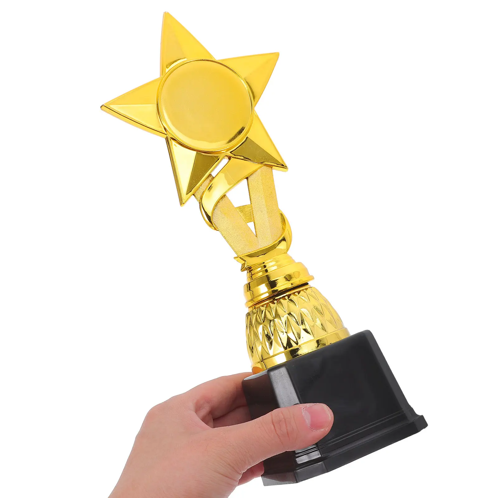 

25Cm Plastic Ribbon Star Trophy Award Cup for Kids Sports Awards Party Favors Creative Golden Trophy Prize