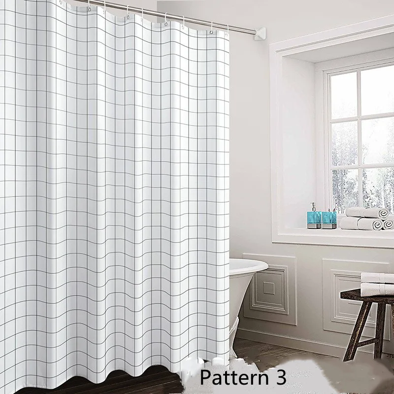 Plaid Shower Curtains Modern Waterproof PEVA Print Bath Curtain Mildewproof For Bathtub Bathing Cover with 12pcs Plastic Hooks