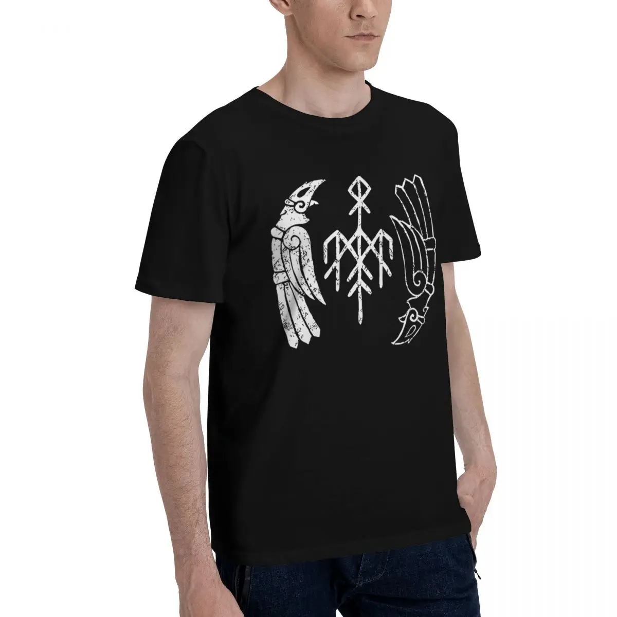 Wardruna Kvitravn Organik Ts A 100% Katun Kasual Bernapas Nyaman Manga Kaus Pria Lucu Kaus Lucu