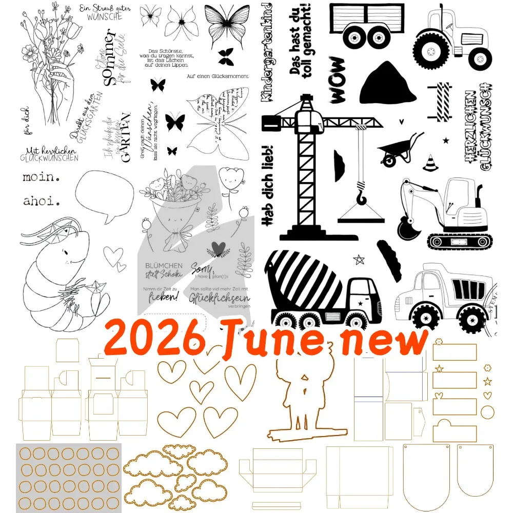2026 June new Grüne Klickbox metal cut dies and clear stamps scrapbooking to make paper  engraving frames card craft set