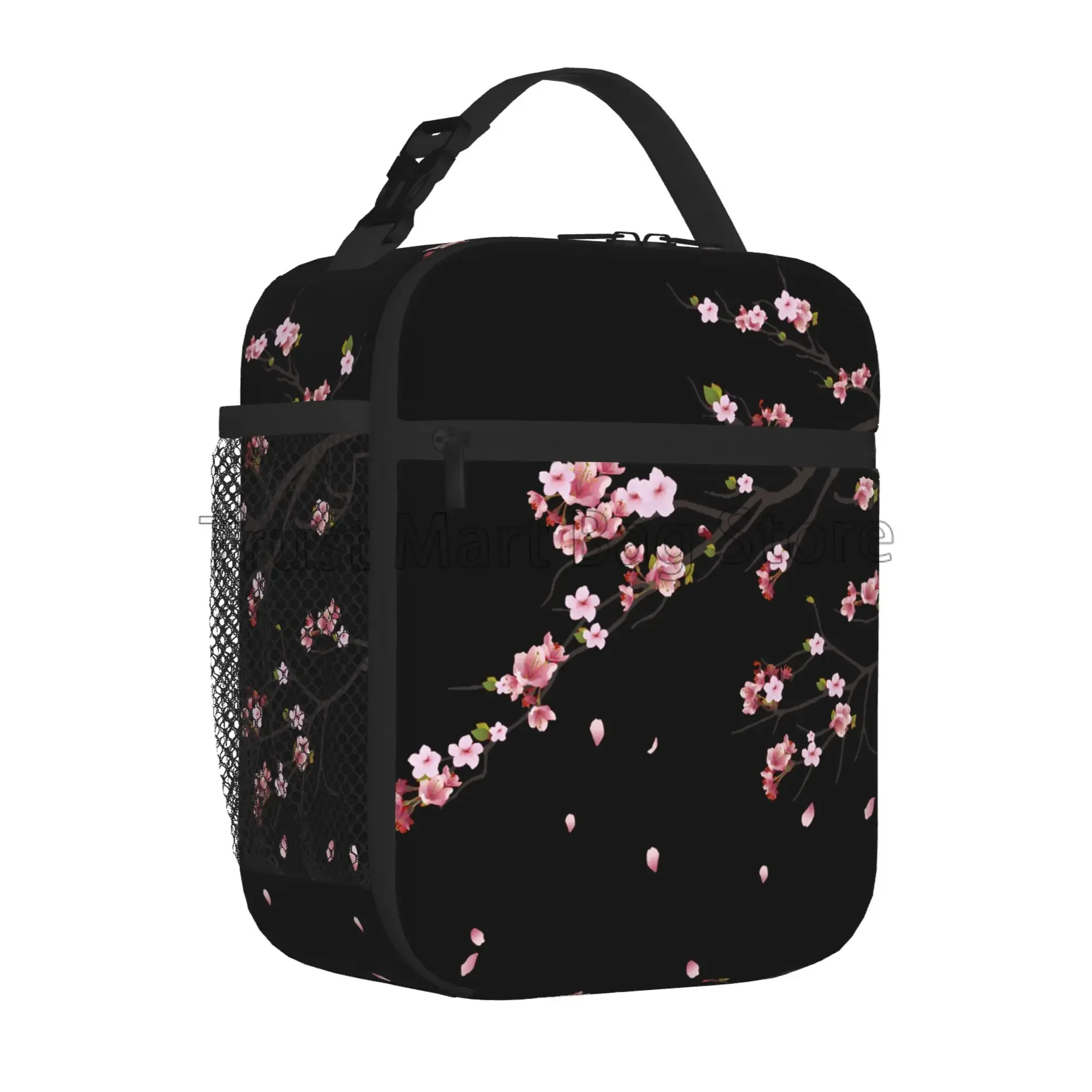 Bolsa de almuerzo con aislamiento de flores de cerezo Sakura japonesa para mujer, fiambrera térmica reutilizable para el trabajo